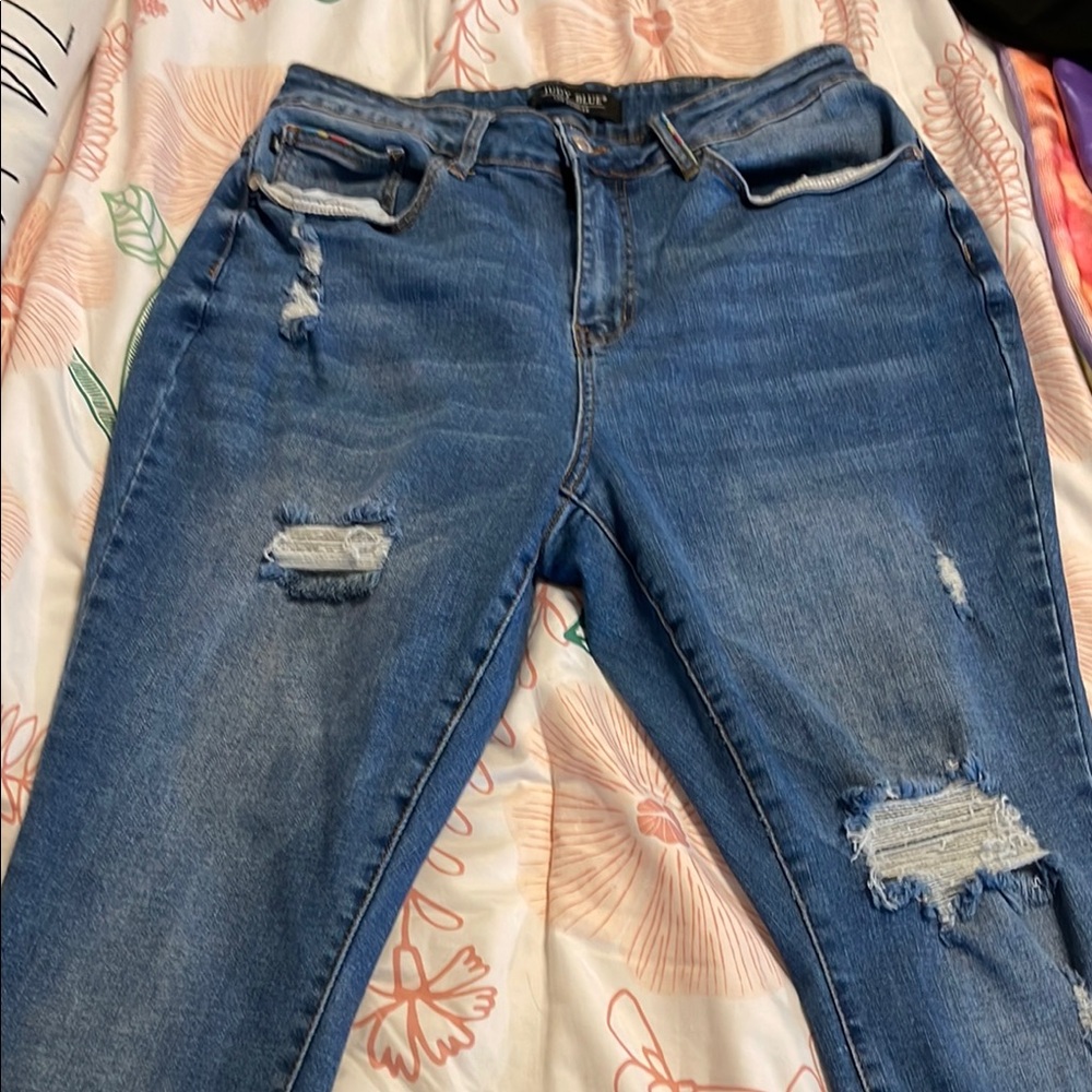 Judy Blue Blue Skinny Jeans with Distressing